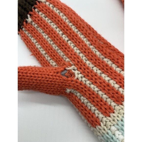 BOGO Panache Mittens Orange Stripes Knit Fleece Lined Womens One Size - Picture 3 of 7
